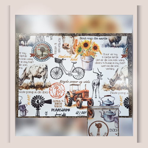 PU Leather Placemats with Coasters – Farmhouse Style Set (3pc)