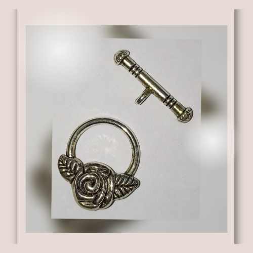 Rose Design Toggle Clasp – Antique Silver Finish